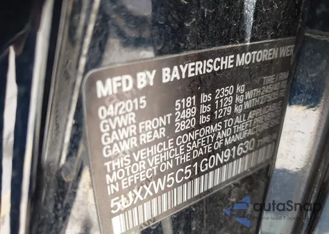 2016 BMW X4 xDrive35I из США, поврежденный, VIN 5UXXW5C51G0N91630